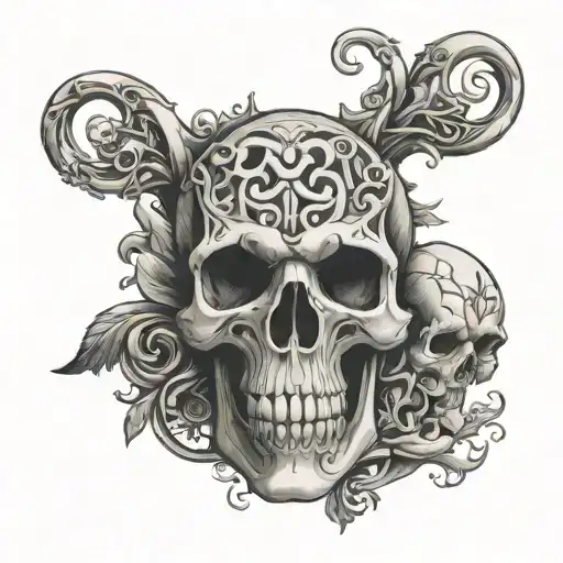 Infinity Symbol Incorporating Elements From Skulls And Valkarie Nordic