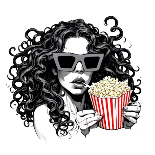 Medusa Wearing 3D Glasses Eating Popcorn