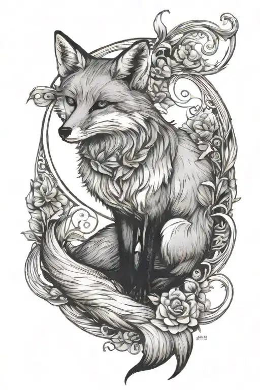 Elegant Full Body Fox With Moon