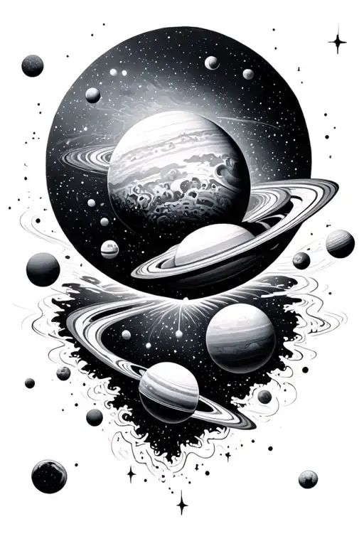 Outer Space With Trippy Planets Surrounding