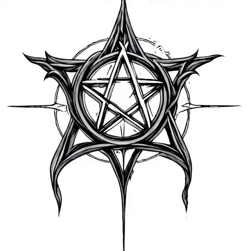 Gothic Design Based Around A Birn Mark Of A Pentagram