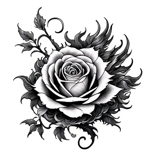 Rose And Chinese Dragon