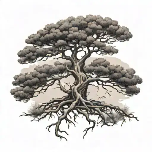 Stone Pine Tree With Roots