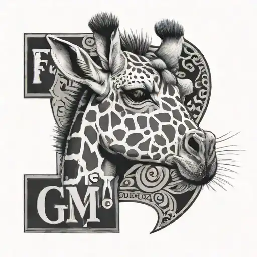Assembling The Letters F M J M With A Giraffe Head And A Cat Pad