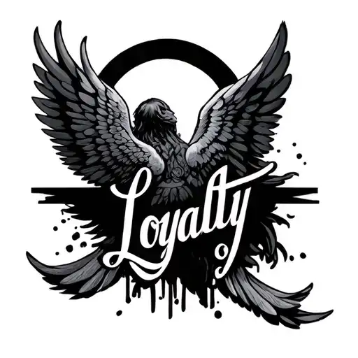 Word 'Loyalty' Between Wings Spread Wide