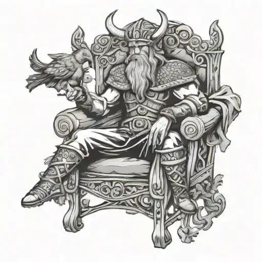 Viking King On Chair With Bird