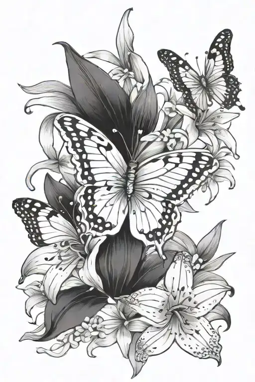 Lily Flower Butterflies