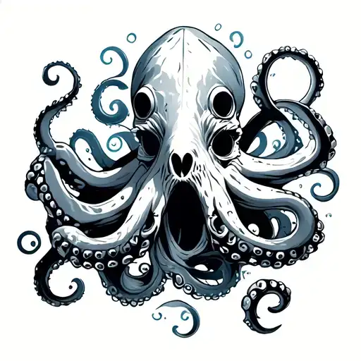 Underwater Ship Wreck Sunking By An Octopus