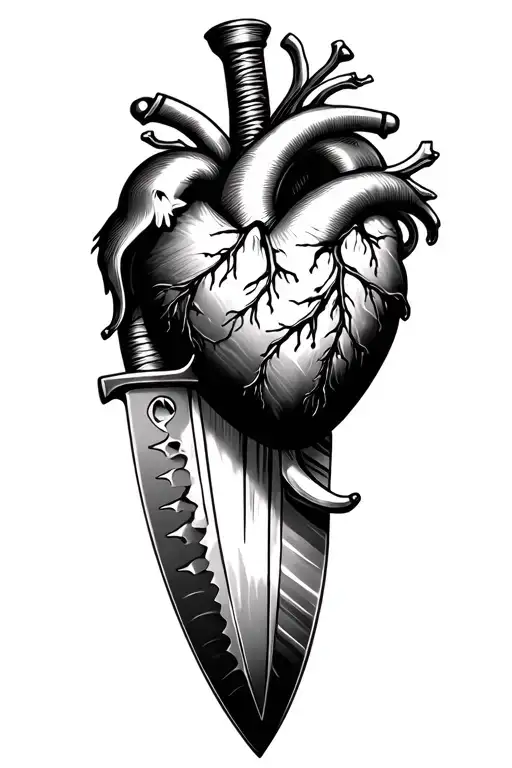 A Heart With A Knife Surrounded
