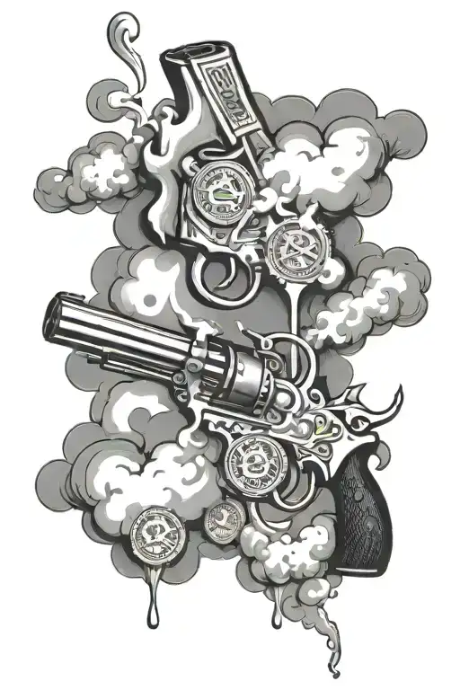 Smoking Clouds Forming The Shape Of Money Guns