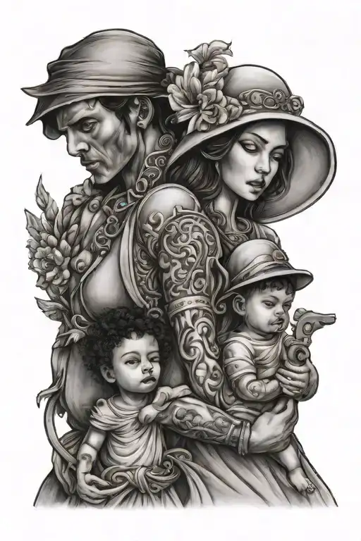 Woman And Justice And Child And Family And Peace Love