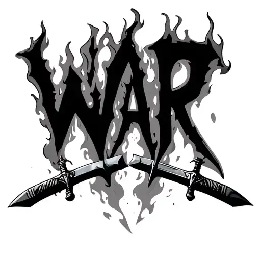The Word War Spelled In Fire With Swords Spears