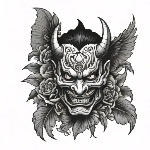 Hannya Mask And A Crow