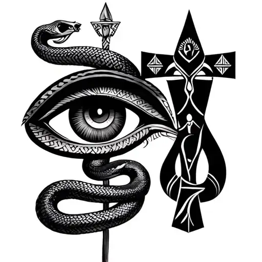 Osiris With The Eye Of Horus And Ankh And Snakes