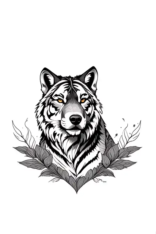 Tattoo Wolf Mix Tiger Surrounded