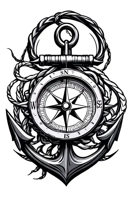 Compass With Anchor Intertwined