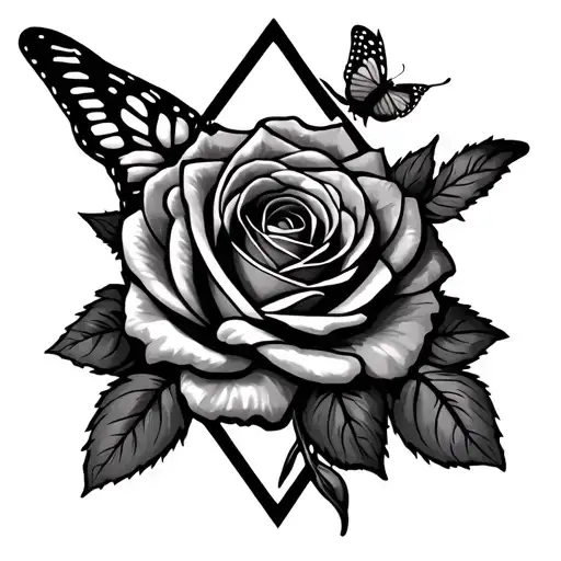 Star Of David And A Rose With A Butterfly