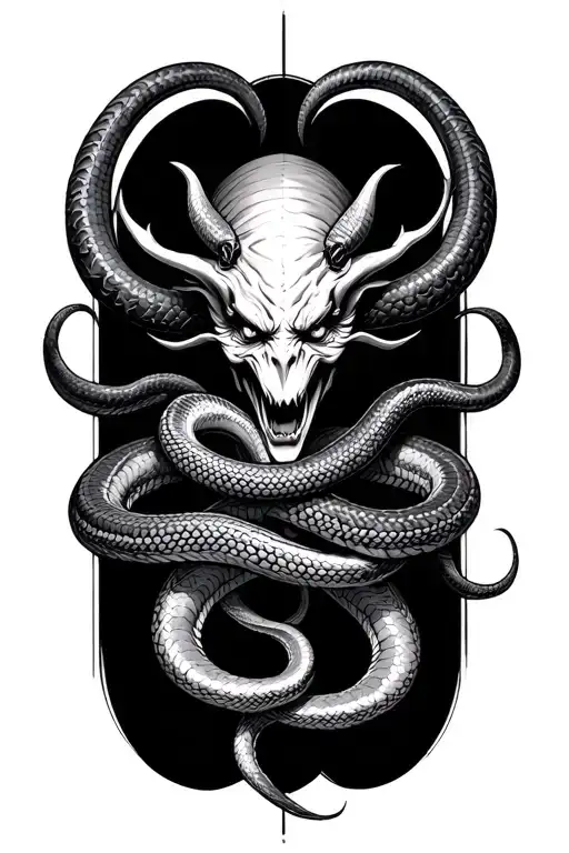 Demon With Snakes Intertwined