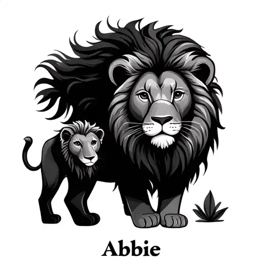 The Name Abbie With A Little Lion Next To It