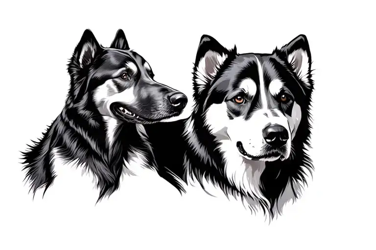 Malamute And Black Labrador
