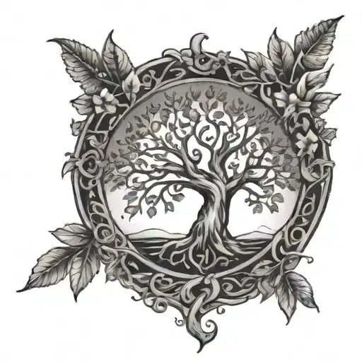 Tree Of Life With Laurel Around Back