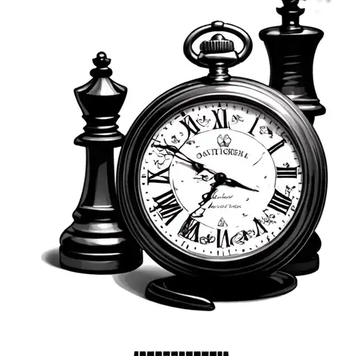Pocket Watch And Chess Pieces