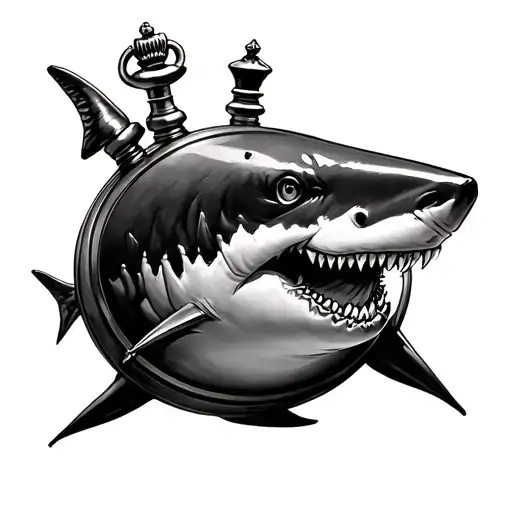 Pocket Watch Shark And Chess Pieces