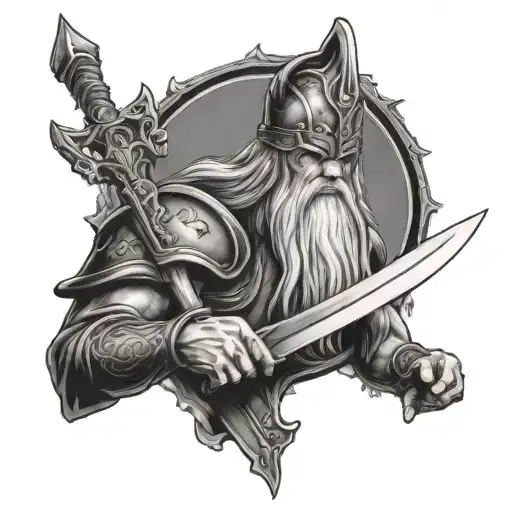 Odin Holding A Sword