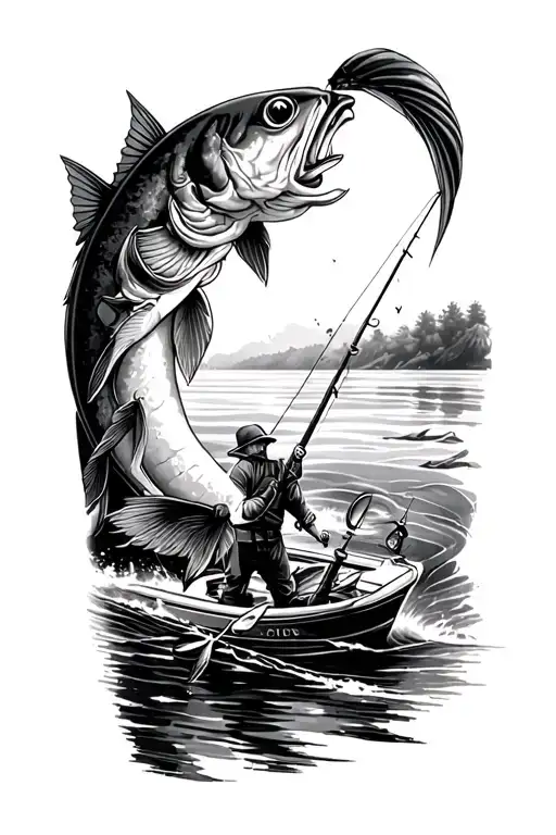 A Top Fore Arm Tatto About Fishing Scene