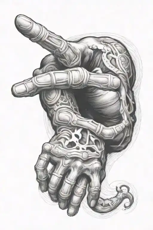 Creation Of Adam But One Hand Is A Skeleton