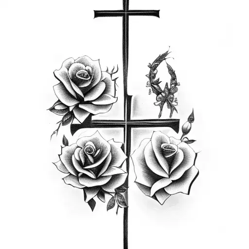 Cross With Flowers And Angels With Biblical Quotes