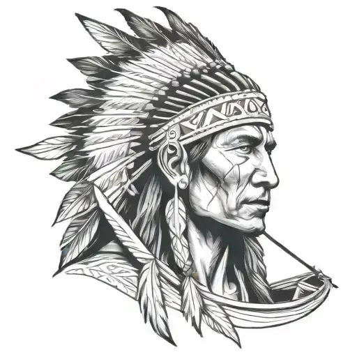 Native American On A Canoe