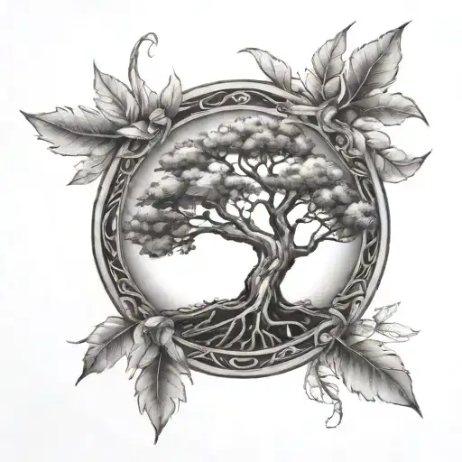 Tree Of Life With Laurel Around Masculine