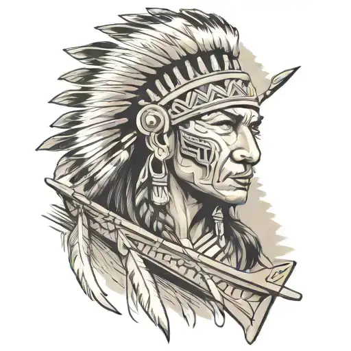 Native American On A Canoe