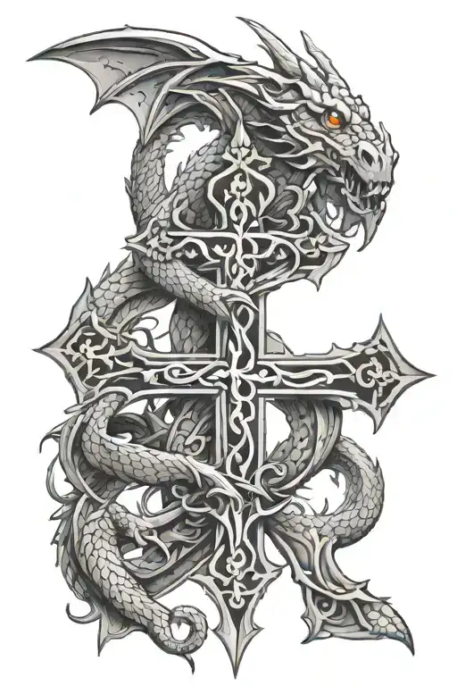 Catholic Cross With Dragon Wrapped