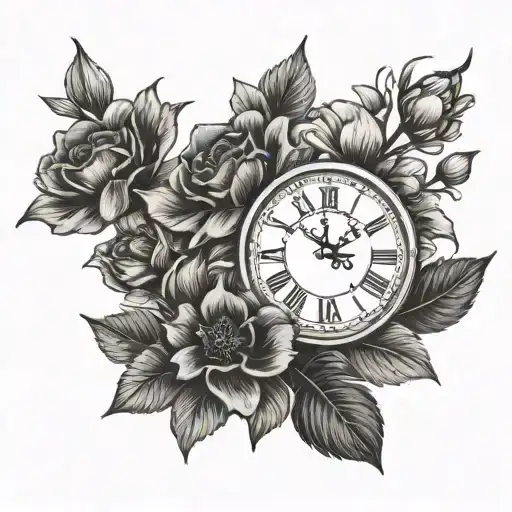 Clock And August Birth Flowers Symbolizing
