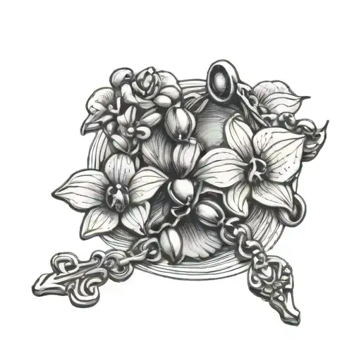 Orchid Flower Rosary Holding Rosary Beads