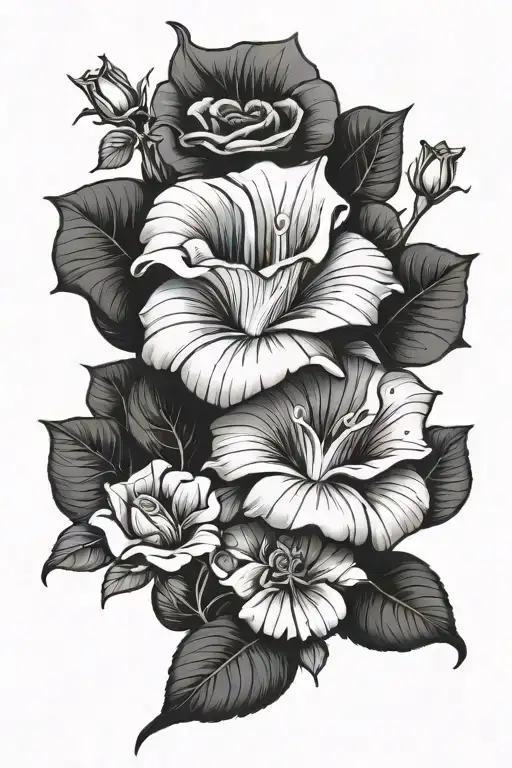 Morning Glory And Rose