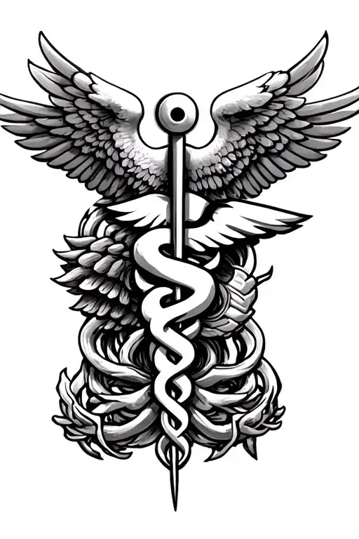 A Detailed Depiction Of A Destroyer With The Corpsman's Caduceus Symbol Integrated Into The Design