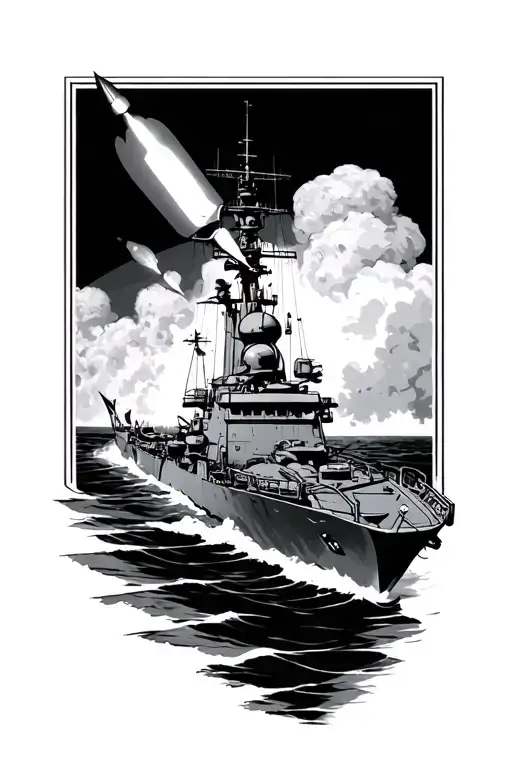 Navy Destroyer Launching Missile