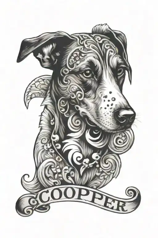 Cooper Name Incorporated Within A Dog Print Surrounded