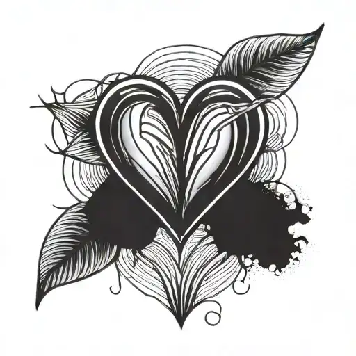 Simple Minimalist Black Line Heart Tattoo Arround Women Areola