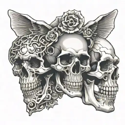 Combination Of Skull And Cross Section Tooth