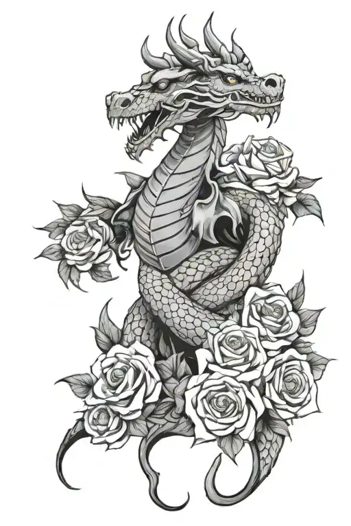 Dragon With Roses