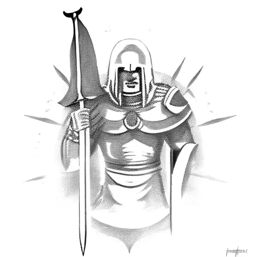 Front Facing Full Body Spartan Pulling Sword Out Of Rock