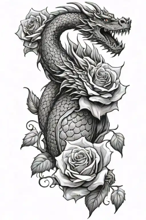 Dragon With Roses