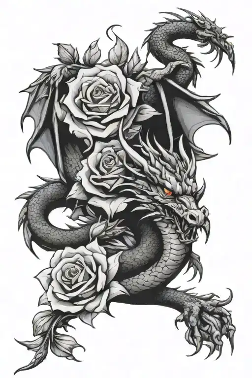 Dragon With Roses