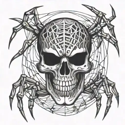 Skull Spider Weaving A Web