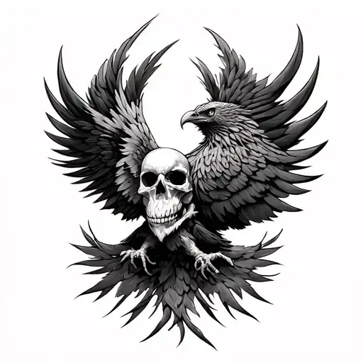 Pheonix Rising With Skull Head