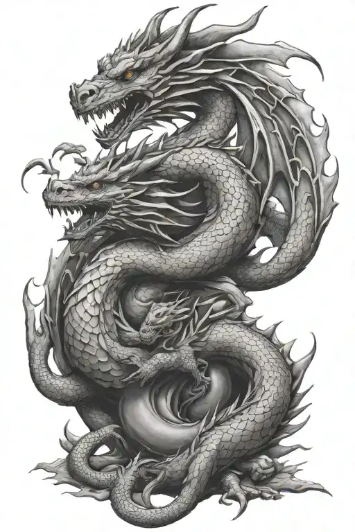 Dragon Protecting His Two Baby